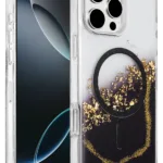 Onegif Apple iPhone 16 Pro Max Lotus Simli Magsafe Kapak - Siyah