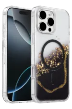 Onegif Apple iPhone 16 Pro Max Lotus Simli Magsafe Kapak - Siyah