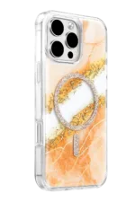 Onegif Apple iPhone 16 Pro Max Lotus Simli Magsafe Kapak - Turuncu - Görsel 2