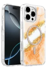 Onegif Apple iPhone 16 Pro Max Lotus Simli Magsafe Kapak - Turuncu