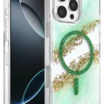 Onegif Apple iPhone 16 Pro Max Lotus Simli Magsafe Kapak - Yeşil