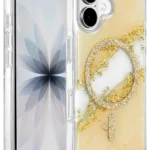 Onegif Apple iPhone 17 Lotus Simli Magsafe Kapak - Gümüş