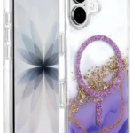 Onegif Apple iPhone 17 Lotus Simli Magsafe Kapak - Mor