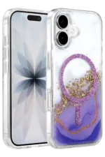 Onegif Apple iPhone 17 Lotus Simli Magsafe Kapak - Mor