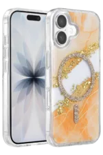 Onegif Apple iPhone 17 Lotus Simli Magsafe Kapak - Turuncu