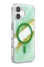 Onegif Apple iPhone 17 Lotus Simli Magsafe Kapak - Yeşil - Görsel 2