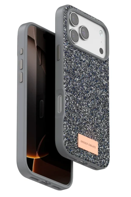 Onegif Apple iPhone 17 Pro Bright Simli Kapak - Gümüş