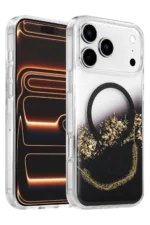 Onegif Apple iPhone 17 Pro Lotus Simli Magsafe Kapak - Siyah