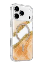 Onegif Apple iPhone 17 Pro Lotus Simli Magsafe Kapak - Turuncu - Görsel 2