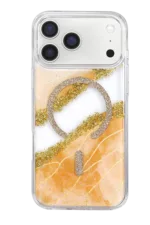 Onegif Apple iPhone 17 Pro Lotus Simli Magsafe Kapak - Turuncu - Görsel 3