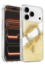 Onegif Apple iPhone 17 Pro Max Lotus Simli Magsafe Kapak - Gümüş