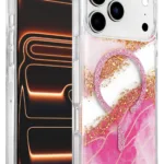 Onegif Apple iPhone 17 Pro Max Lotus Simli Magsafe Kapak - Pembe