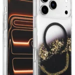 Onegif Apple iPhone 17 Pro Max Lotus Simli Magsafe Kapak - Siyah