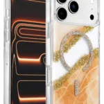 Onegif Apple iPhone 17 Pro Max Lotus Simli Magsafe Kapak - Turuncu