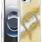 Onegif Apple iPhone 17E Lotus Simli Magsafe Kapak - Gümüş