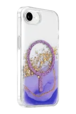 Onegif Apple iPhone 17E Lotus Simli Magsafe Kapak - Mor - Görsel 2
