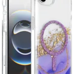 Onegif Apple iPhone 17E Lotus Simli Magsafe Kapak - Mor