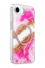 Onegif Apple iPhone 17E Lotus Simli Magsafe Kapak - Pembe - Görsel 2