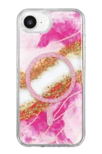 Onegif Apple iPhone 17E Lotus Simli Magsafe Kapak - Pembe - Görsel 3