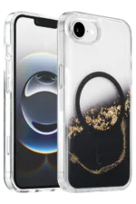 Onegif Apple iPhone 17E Lotus Simli Magsafe Kapak - Siyah
