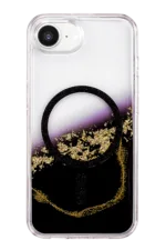 Onegif Apple iPhone 17E Lotus Simli Magsafe Kapak - Siyah - Görsel 3