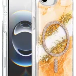 Onegif Apple iPhone 17E Lotus Simli Magsafe Kapak - Turuncu