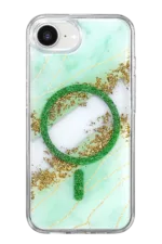 Onegif Apple iPhone 17E Lotus Simli Magsafe Kapak - Yeşil - Görsel 3