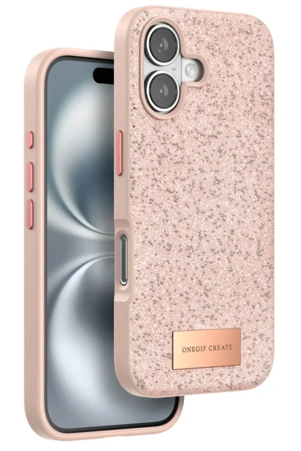 Onegif Apple iPhone 16 Bright Simli Kapak - Pembe