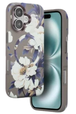 Onegif Apple iPhone 16 Flower Series Magsafe Kapak - Gri
