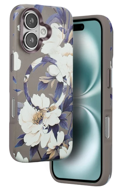 Onegif Apple iPhone 16 Flower Series Magsafe Kapak - Gri
