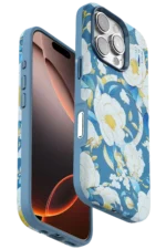 Onegif Apple iPhone 16 Pro Flower Series Magsafe Kapak - Mavi