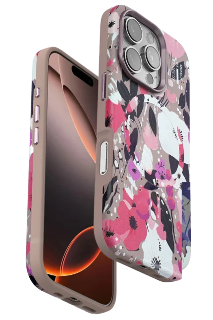 Onegif Apple iPhone 16 Pro Flower Series Magsafe Kapak - Pembe