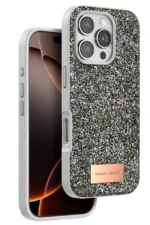 Onegif Apple iPhone 16 Pro Max Bright Simli Kapak - Gümüş