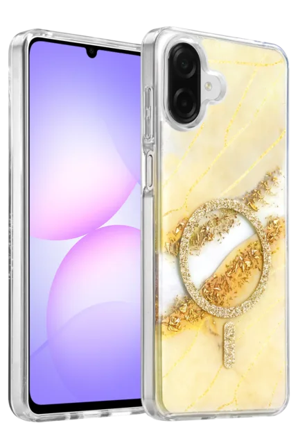 Onegif Samsung Galaxy A07 4G Lotus Simli Magsafe Kapak - Gümüş