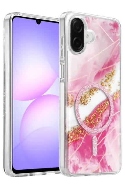 Onegif Samsung Galaxy A07 4G Lotus Simli Magsafe Kapak - Pembe