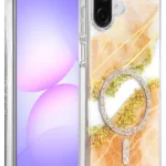 Onegif Samsung Galaxy A07 4G Lotus Simli Magsafe Kapak - Turuncu