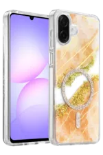 Onegif Samsung Galaxy A07 4G Lotus Simli Magsafe Kapak - Turuncu