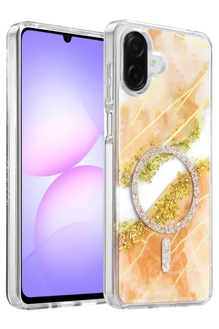 Onegif Samsung Galaxy A07 4G Lotus Simli Magsafe Kapak - Turuncu