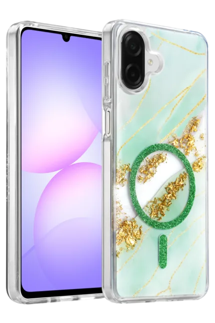Onegif Samsung Galaxy A07 4G Lotus Simli Magsafe Kapak - Yeşil