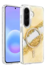 Onegif Samsung Galaxy A56 Lotus Simli Magsafe Kapak - Gümüş