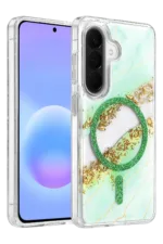 Onegif Samsung Galaxy A56 Lotus Simli Magsafe Kapak - Yeşil