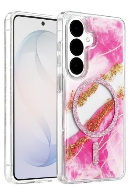 Onegif Samsung Galaxy S26 Lotus Simli Magsafe Kapak - Pembe