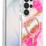 Onegif Samsung Galaxy S26 Ultra Lotus Simli Magsafe Kapak - Pembe