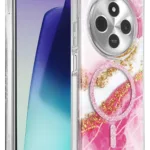 Onegif Xiaomi Redmi 14C Lotus Simli Magsafe Kapak - Pembe