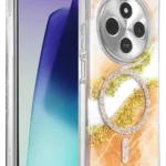 Onegif Xiaomi Redmi 14C Lotus Simli Magsafe Kapak - Turuncu