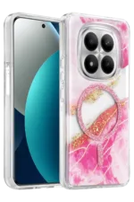 Onegif Xiaomi Redmi Note 15 Pro 5G Lotus Simli Magsafe Kapak - Pembe