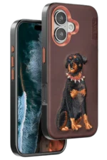 Venco Apple iPhone 16 Perma Desenli Kapak - Koyu Kahve