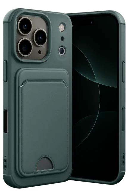 Uray store Apple iPhone 17 Pro Max Kelvin Kartvizitli Silikon - Koyu Yeşil