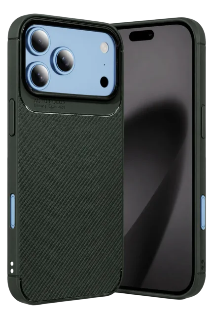 Uray store Apple iPhone 18 Pro Auto Focus Karbon Kapak - Yeşil