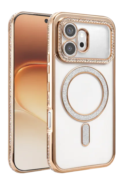Uray store Huawei Honor 600 Joke Simli Magneticsafe Kılıf - Gold